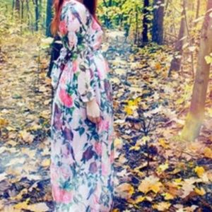 Rose chiffon romantic dress